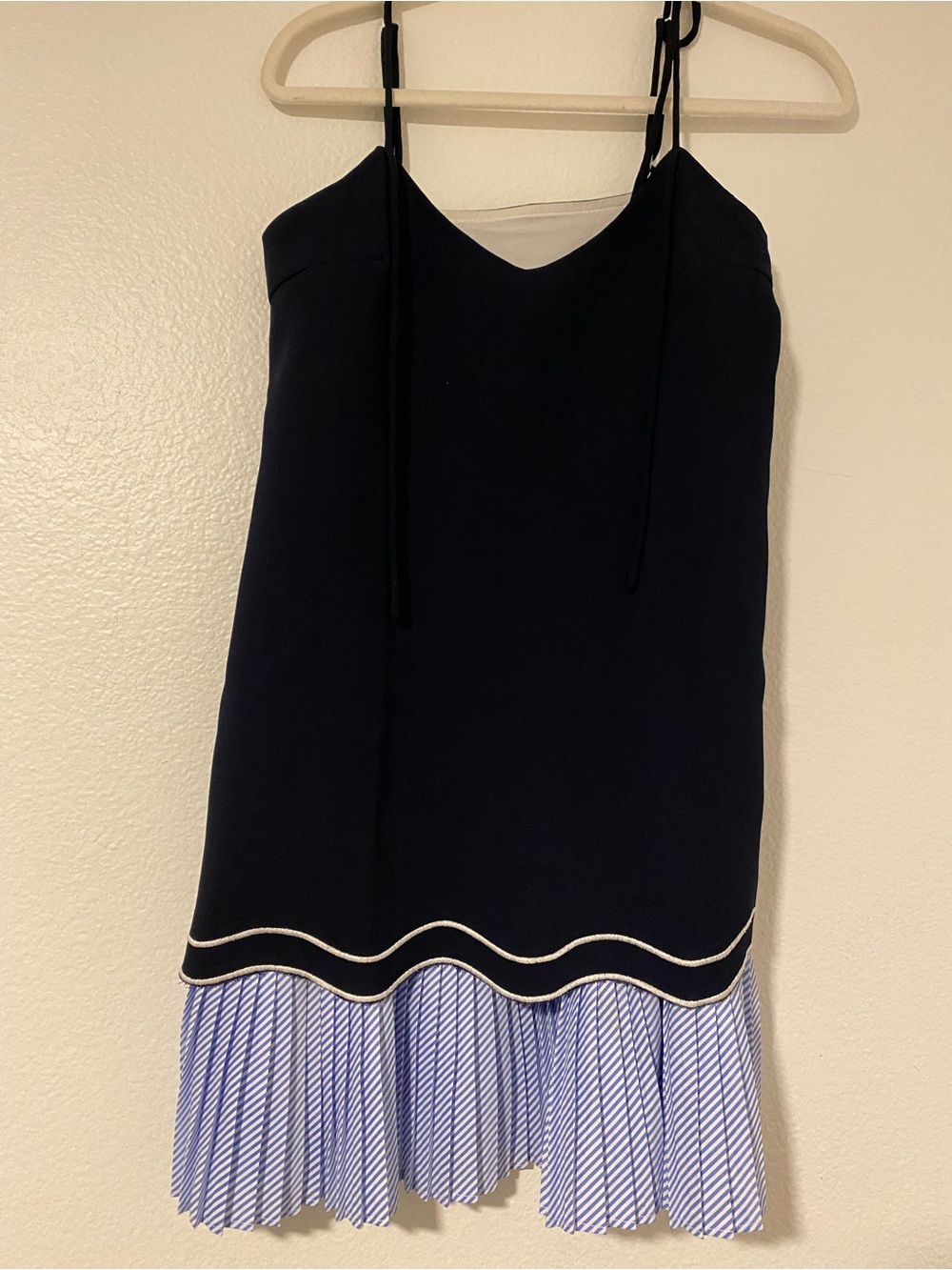 Indie Dress with Striped Pleated Hem